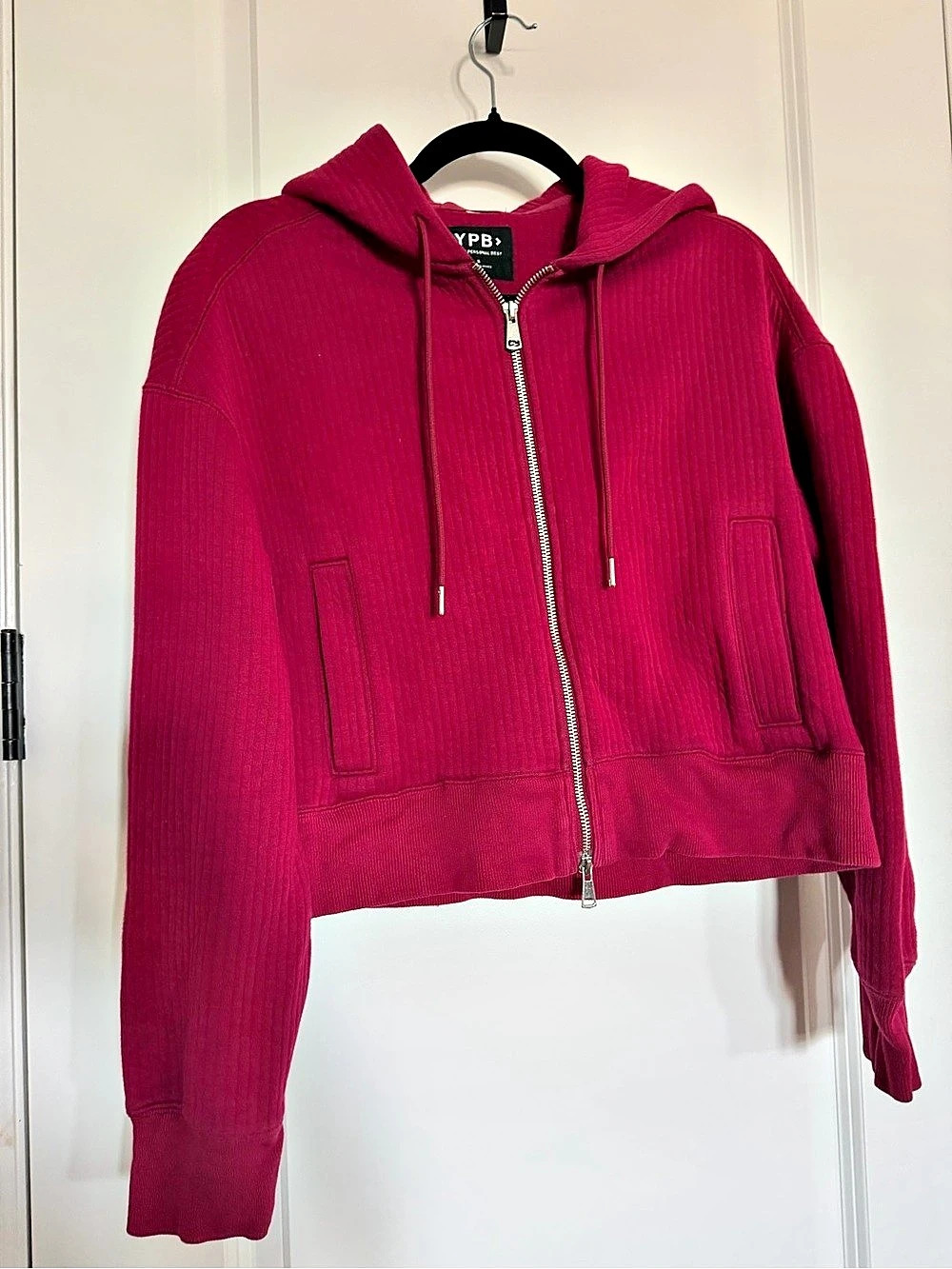 YPB Ribbed Zip Hoodie in Pink